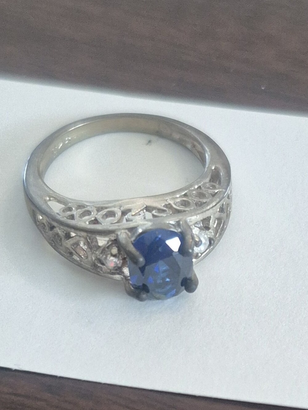 Avon Sterling Silver Millennium Heart Ring Blue Stone Size 6 NIB